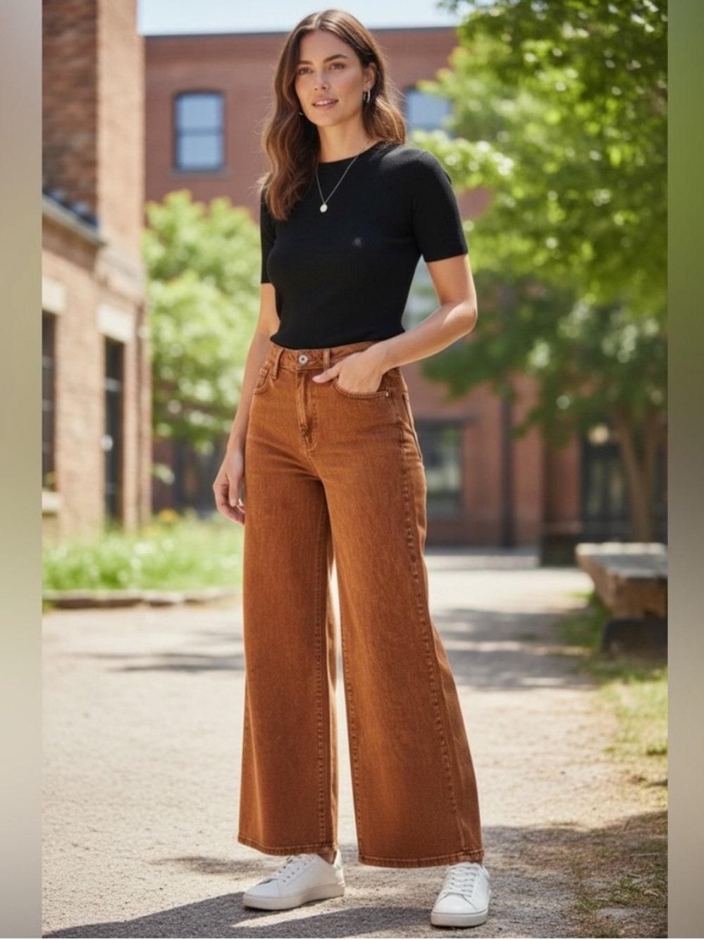 Judy Blue Garment Dyed High Rise Wide Leg Boho Burnt Orange Jeans Size 9/29